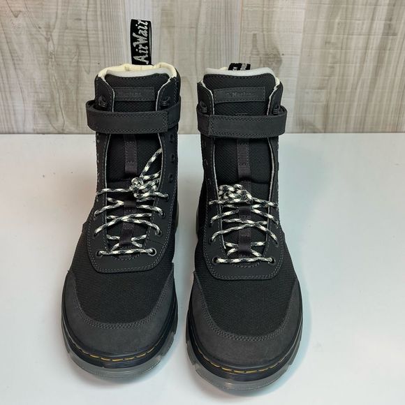 Dr. Martens Combs Tech Gray Canvas Suede Combo Boots Men's - Picture 2 of 9